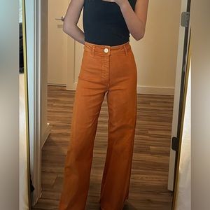 Zara The Marine Straight burnt orange wide leg jeans